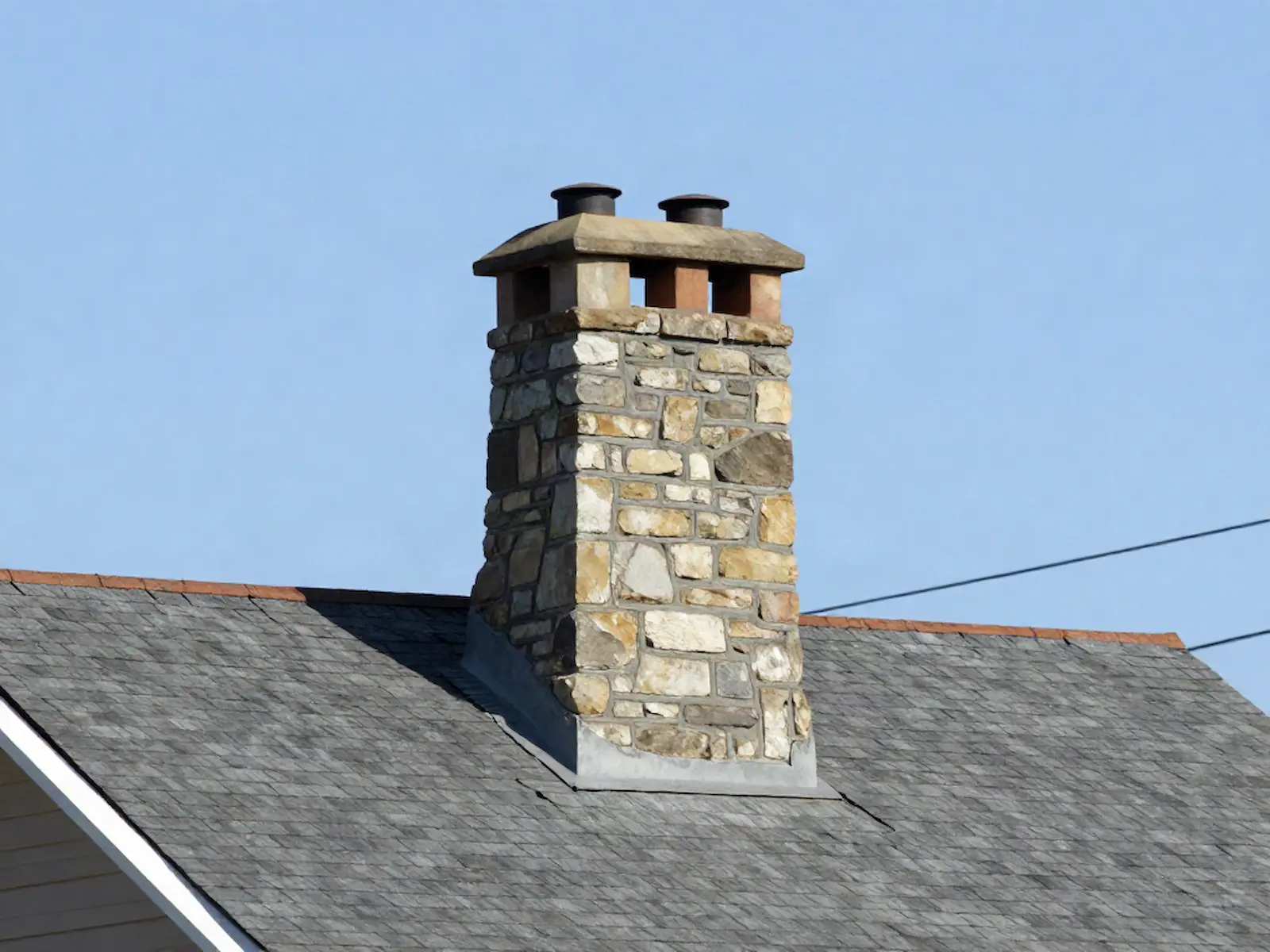 Brick chimney on a home served by Mitch & Terry's Chimney Cleaning in Chicago, IL